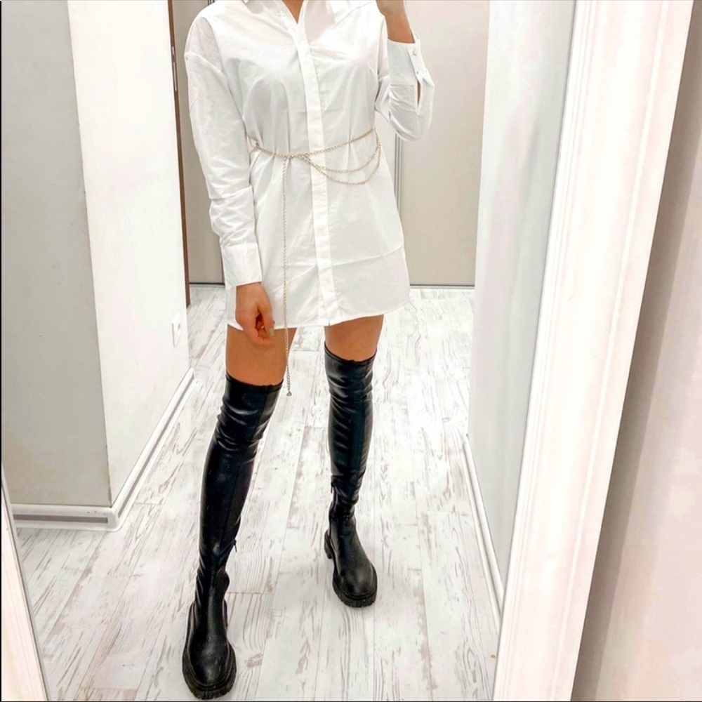 ZARA• over the knee stretch low heel boots